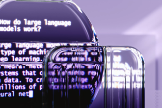 Representação abstrata de modelos de linguagem e tecnologia de inteligência artificial.
